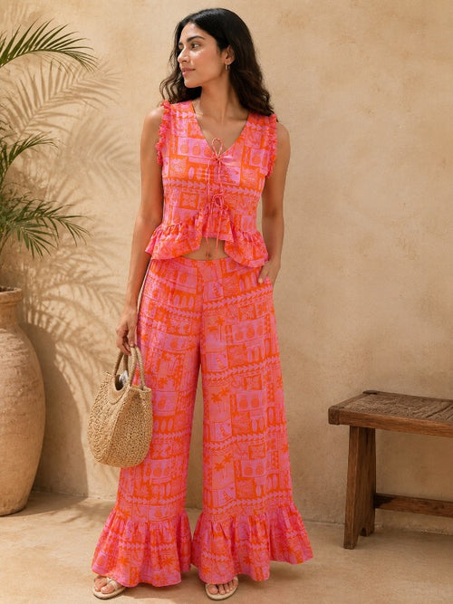 Beach Pant Co-ord Set Orange